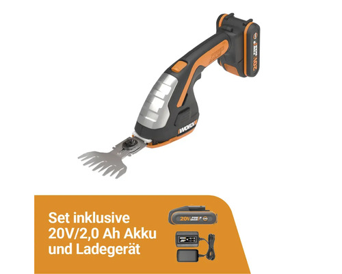 Worx Akku Gras- und Strauchschere mit 20 Volt Akku und Ladegerät