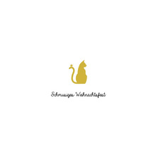 Weihnachtsgrafik mit einer sitzenden Katze, deren Schwanzspitze einen Stern bildet, unter dem der Text Schmusiges Weihnachtsfest steht.