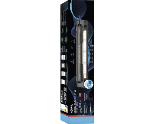 Aquael Leddy Slim BT 14 W Aquarienbeleuchtung mit App Steuerung und WRGB UV A LED für 48 bis 74 Zentimeter Aquarien