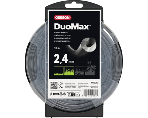 Oregon DuoMax Mähfaden für Rasentrimmer, 2,4 Millimeter Durchmesser, 90 Meter Länge.
