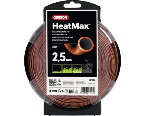Oregon HeatMax Mähfaden für Rasentrimmer, 2,5 Millimeter Durchmesser, 81 Meter Spule, hitzebeständig und widerstandsfähig gegen Verschmelzen