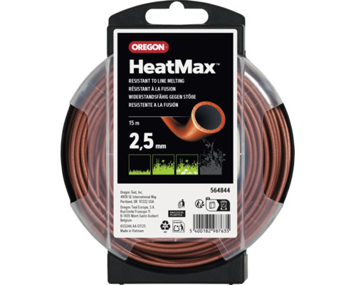 Oregon HeatMax Mähfaden für Rasentrimmer, 15 Meter Länge, 2,5 Millimeter Durchmesser, schmelzfest gegen Hitze.