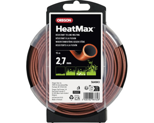Oregon HeatMax Mähfaden für Rasentrimmer, 15 Meter Länge und 2,7 Millimeter Durchmesser, hitzebeständig gegen Verschmelzen