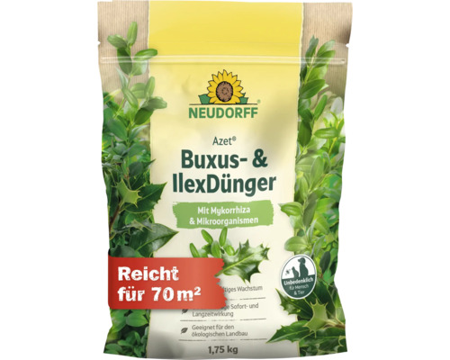 Neudorff Azet Buxus und Ilex Dünger 1,75 Kilogramm organischer Dünger für Buchsbaum und Stechpalme mit Mykorrhiza und Mikroorganismen