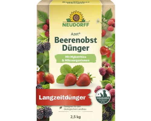 Neudorff Azet Beerenobst Dünger 2,5 kg für Beerensträucher mit Mykorrhiza und Mikroorganismen sowie Eignung für den ökologischen Landbau.