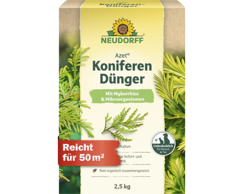 Neudorff Azet Koniferen Dünger mit Mykorrhiza und Mikroorganismen für 50 Quadratmeter 2,5 Kilogramm Packung
