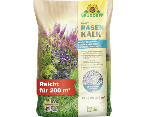 Neudorff Azet Rasenkalk 10 Kilogramm Sack für 200 Quadratmeter zur Erhöhung des pH Wertes im Rasen.