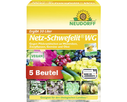 Neudorff Netz Schwefelit WG gegen Pilzkrankheiten für Wein, Gemüse, Obst und Zierpflanzen, Packung mit 5 Beuteln, ergibt 30 Liter Spritzbrühe.