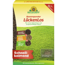 Neudorff Rasenreparatur LueckenLos fuer strapazierfaehigen Rasen mit Terra Preta, Grassamen und Duenger fuer zweiunddreissig Stellen.
