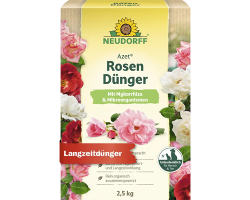 Neudorff Azet Rosendünger, organischer Langzeitdünger mit Mykorrhiza und Mikroorganismen für Rosen, 2,5 Kilogramm Beutel.