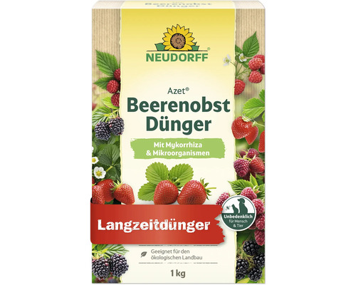 Neudorff Azet Beerenobst Dünger 1 kg mit Mykorrhiza und Mikroorganismen, Langzeitdünger für ökologischen Landbau, unbedenklich für Mensch und Tier.