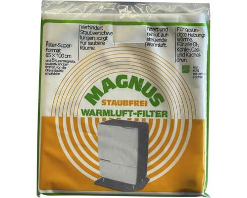 Magnus Warmluftfilter Staubfrei für Öfen im Format 65 mal 100 Zentimeter inklusive 8 Supermagnete zur Staubreduzierung.