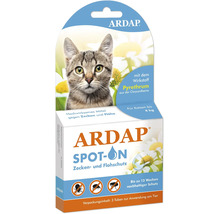 Ardap Spot On Zecken und Flohschutz für Katzen bis 4 Kilogramm zur Anwendung am Tier mit Wirkstoff Pyrethrum