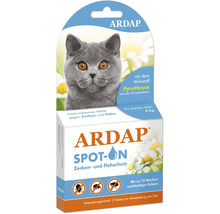 ARDAP Spot on Zeckenschutz und Flohschutz fuer Katzen ab 4 Kilogramm, Packung mit 3 Tuben.