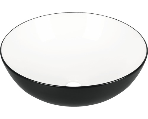 Differnz Aufsatzwaschbecken Duo 39,5 x 39,5 cm weiß schwarz glänzend 38.010.54 Aufsatzwaschbecken aus Keramik