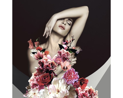 Glasbild Flowerwoman V 20x20 cm