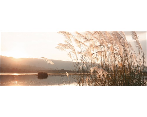 Glasbild Sunset on the Lake 50x125 cm