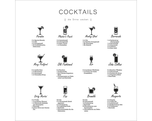 Glasbild Different Cocktails 30x30 cm