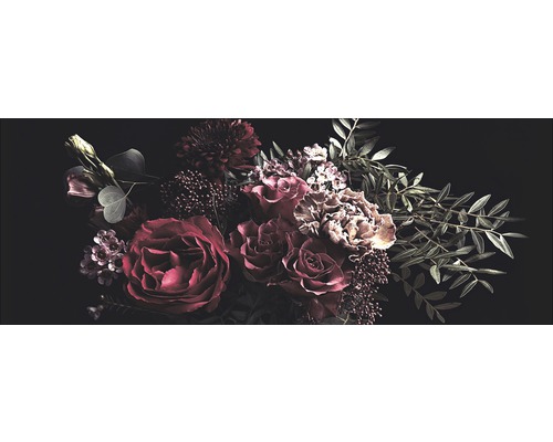 Glasbild Barock Flowers III 30x80 cm