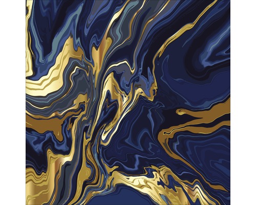 Glasbild Blue & Golden Marble 30x30 cm