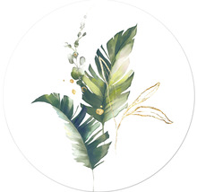 Illustration mit grünen Blättern und goldenen Akzenten