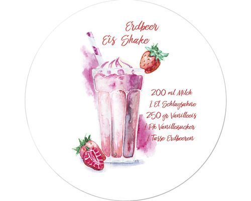 Glasbild rund Erdbeer Shake Ø 30 cm