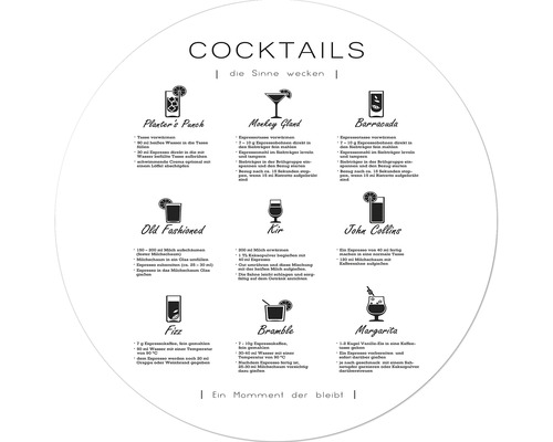 Glasbild rund Different Cocktails Ø 30 cm