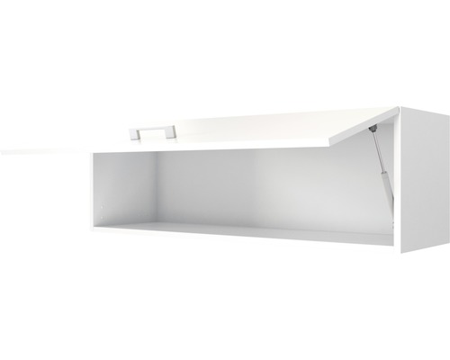 Weißer Hängeschrank mit geöffneter Klappe und Griff