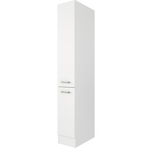 Weißer Hochschrank mit zwei Schubladen und Griffen