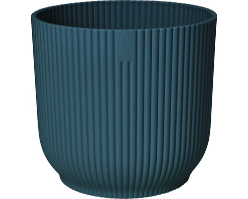 Übertopf Elho Vibes fold Kunststoff Ø 16,1 cm H 14,8 cm tiefes blau Blumentopf mit vertikalem Rillenmuster