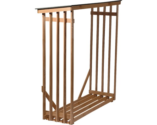 Brennholzregal aus Holz mit Dach