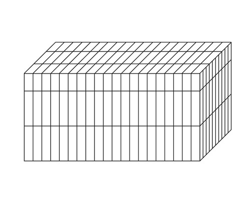 Isometrische Darstellung eines Quaders, der in einzelne rechteckige Teile unterteilt ist