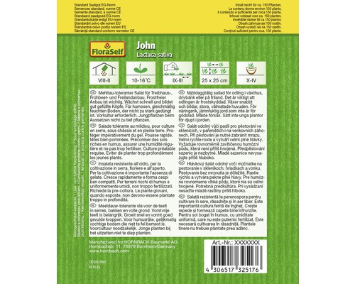 Salatsamen John Lactuca sativa für den Anbau im Gewächshaus, Frühbeet und Freiland