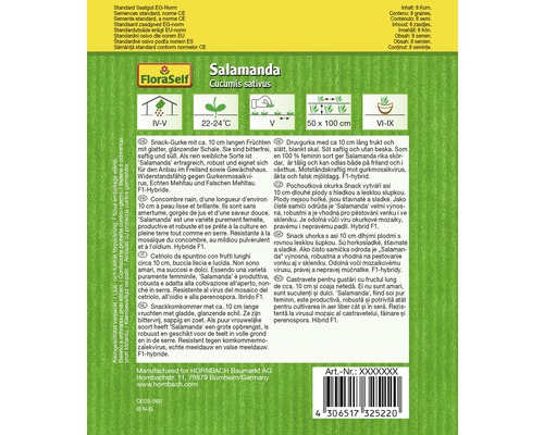Salamanda Gurkensamenpackung mit Informationen zu Eigenschaften und Anbau