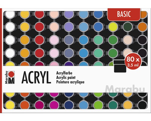 Marabu Acrylfarben Set Basic 80x 3,5 ml
