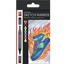 Marabu Graphix Sketch Marker Set mit sechs alkoholbasierten Markern