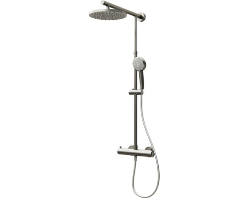 Duschsäule inkl. Thermostat Schulte Classic ExpressPlus rund edelstahl EP9640 90 Duschsystem mit Kopfbrause, Handbrause und Thermostatbatterie