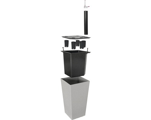 Einzelner Pflanzkübel mit Bewässerungssystem im Schichtaufbau