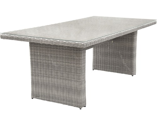 Gartentisch mit Glasplatte und Rattan-Optik