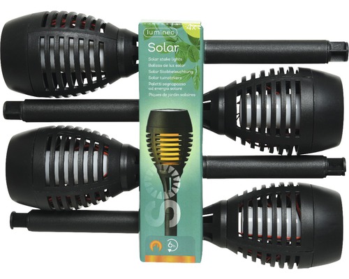 Lumineo Solar Gartenfackel im Viererpack