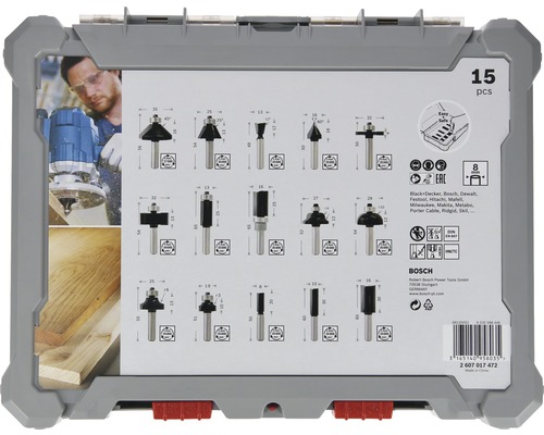 Bosch Fräser-Set mit 15 Teilen in Aufbewahrungskoffer
