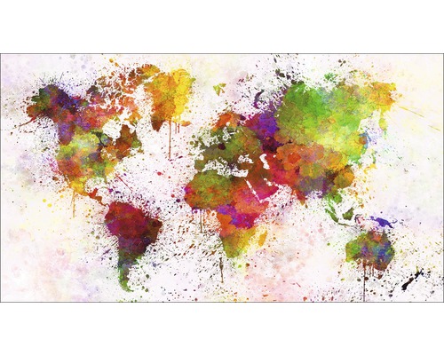Giclée Leinwandbild Colourful Worldmap 50x100 cm