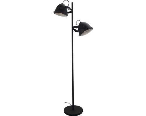 Schwarze Stehlampe mit zwei Spots