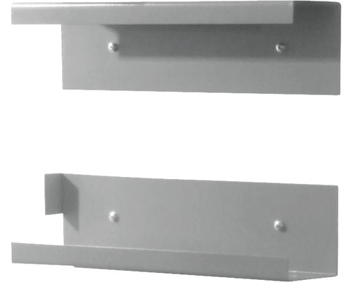 Zwei graue Wandregale zur Aufbewahrung