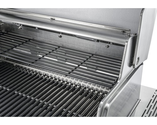 Innenansicht eines Edelstahl Gasgrills mit Grillrost