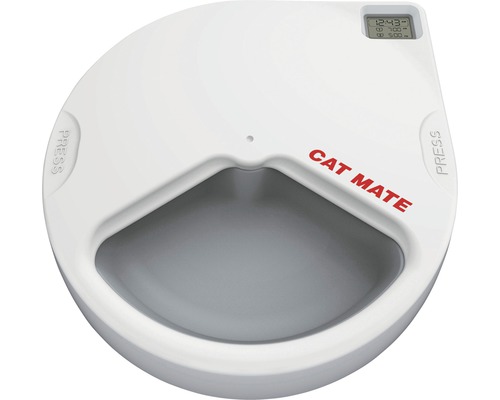 Futterautomat Cat Mate C300 für 3 Mahlzeiten 3 x 330 g Ø 24 cm Automatischer Futterautomat für Katzen mit digitaler Zeitschaltuhr und Cat Mate Logo