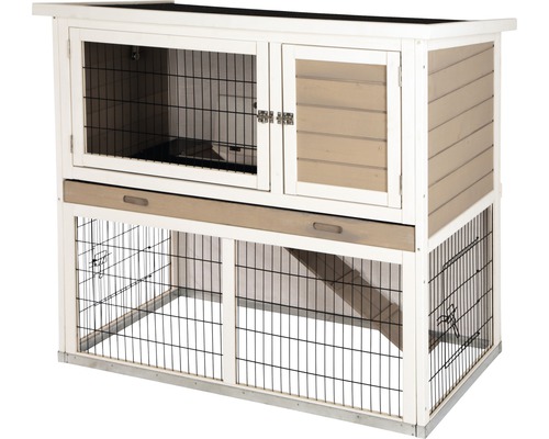 Nagerstall Lucky mit Metallrahmen am Boden 115 x 65 x 100 cm Kaninchenstall aus Holz mit zwei Etagen