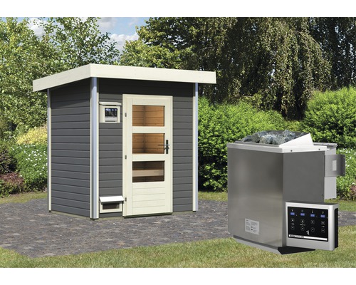 Sauna mit Saunaofen im Garten