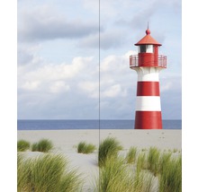 Dekoratives Wandbild mit Leuchtturm auf Sandstrand