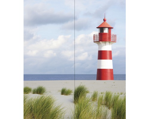Dekoratives Wandbild mit Leuchtturm auf Sandstrand